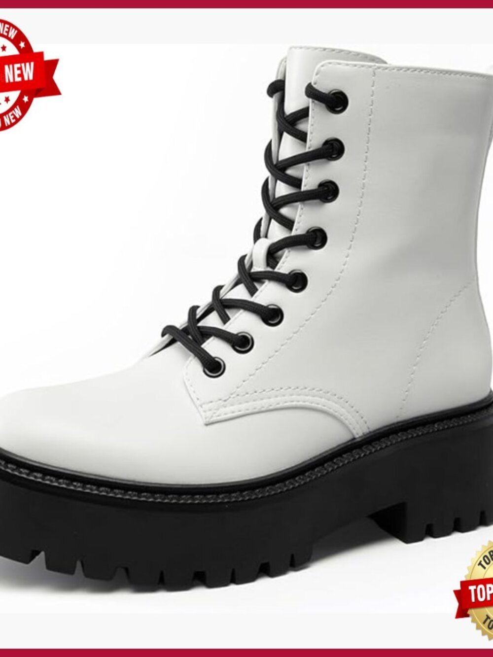 Platform Combat Ankle Boots Lace-up Lug Sole Side Zipper